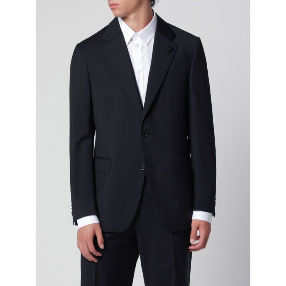 Lardini Men Lardini Double-Breasted Blazer In Pure Virgin Wool With Lapel Collar